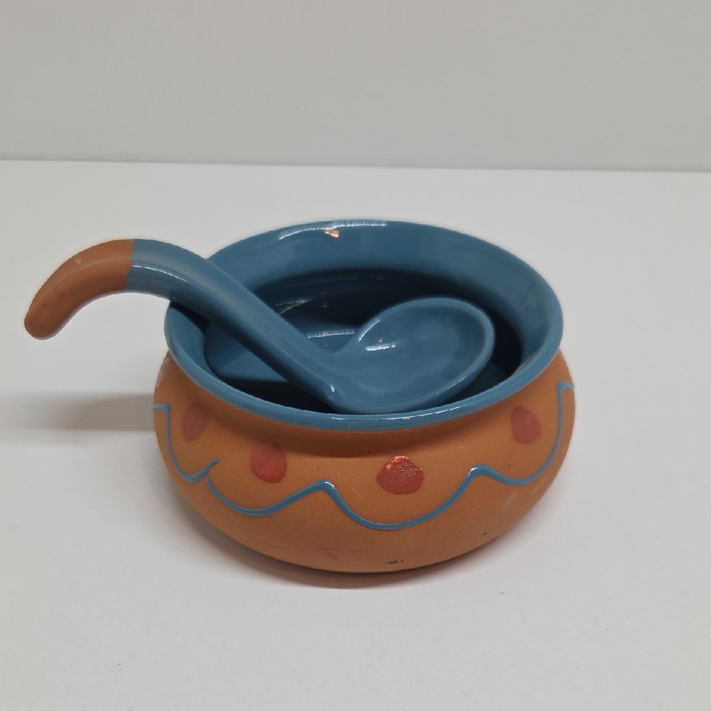 Vintage Himark Pot Belly Clay Bowl and Spoon
